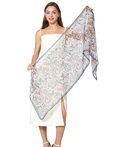 PANTONIGHT Long Chiffon Fashion Scarf Lightweight Chiffon Sheer for women - color: Blue