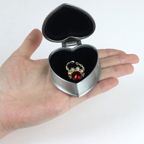 Vintage Metal Trinket Jewelry Box, Small Heart Shape Jewelry Organizer Rose Flower Sunflower Antique Treasure Chest Ring Holder, Earrings Necklace Storage Box Keepsake Box for Women (Heart-Rose) - style: Heart-Rose