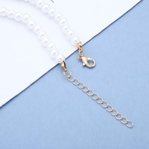 Pearl Heart Pendant Necklace Vintage Pearl Choker Necklace Pink Tulip Flower Pearls Necklaces Love Pearls Collar Necklaces Jewelry for Women