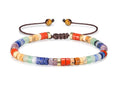 Sriomu 7 Chakra Bracelets for Women Handmade Natural Jasper Stone Healing Bead Bracelet Women Men Boho Friendship Inspirational Jewelry Natural Jasper Stone Double Layer Healing Bead Jewelry Gifts - color: Colorful /