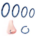 WBRWP 316L Stainless-Steel Piercing-Ring Hinged Nose-Rings-Hoop : 20G 18G 16G 14G Womens Body Pierecing Ring Segment Clicker Lip Rings Helix Cartilage Rook Earrings Diameter 6mm 8mm 10mm 12mm - color: 4pc set in blue color(each dia. 1 pc)