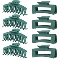 Green Hair Clips for Women - 8 Pack 4.3 Inch Large Matte Banana Claw Clips for Women Thin Thick Curly Hair, Big Strong Hold jaw - color: Green