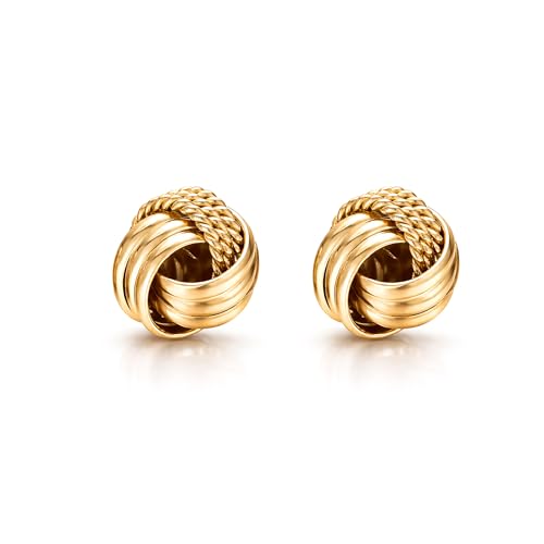 LeCalla 925 Sterling Silver Knot Stud Earrings Jewelry | Italian Design Love Knot Stud Earring | Celtic Knot Stud Earrings for Women - color: Yellow Gold Love_Knot
