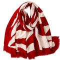 WaJuemy Travel Boho Scarf for Women Casual Lightweight Pashmina Scarves Fashion Multicolor Shawl Wraps with Fringed Beads - color: 50 Red/Beige