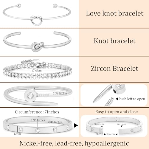 18 K Gold Plated Love Bangle Bracelet Stack Cuff Jewelry for Women Jewelry Set for Women Gift with Box - style: style11