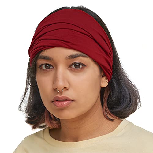 CHARM Headband for Men, Japanese Style Bandana Head Bands for Women and Men, Stretch Hair Band for Sports & Daily Wear by Casualbox - color: Red, size: Large