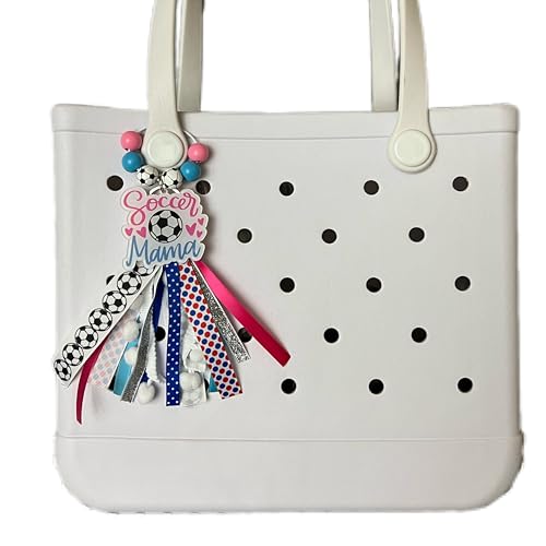 Baseball Softball Soccer Football Volleyball Sports Mom Charms for Bogg Bag Accessories Tassel Backpack Gifts - style: Soccer Mom