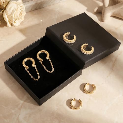 Ear Cuffs Non-Piercing for Women Dainty 14K Gold Plated Clip On Cartilage Earrings Hypoallergenic Huggie Hoop Cuffs Fake Earings for Non Pierced Ears - color: A: ear cuffs
