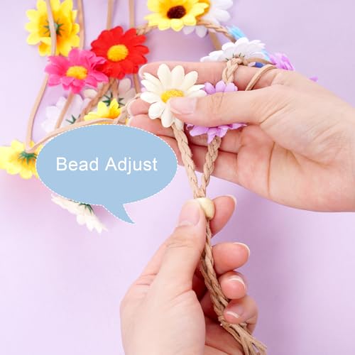 Sucrain 2pcs Flower Hippie Headband Floral Crown Summer Sunflower Hair Accessories for 70s Bohemian Costumes Style for Women(Colorful+Colorful) - color: Colorful+Colorful