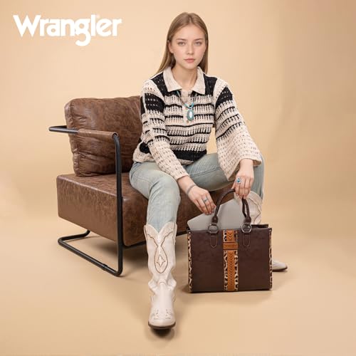 Montana West Wrangler Animal Print Tote Bag for Women Western Purse Boho Top Handle Satchel Handbag - color: Leo Coffee