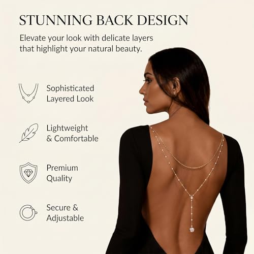 Back Chain Body Chain Jewelry for Summer Outfits Rhinestone Pendant Back Necklace for Backless Dresses - color: A2:back chain