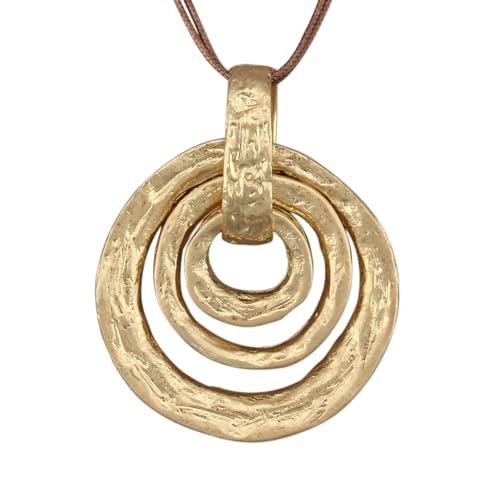 Bohemian Necklaces for Women Long Leather Necklace with Large Pendant Chunky Boho Hippie Jewelry Pendant Chocker Necklace - style: Large Gold Pendant Necklace