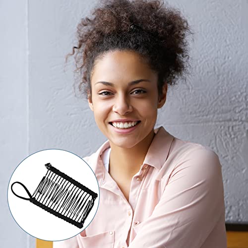 WILLBOND 4 Pcs Banana Hair Clips for Women, Vintage Clincher Stretchy Banana Grip Clips Comb for Curly, Thick, Thin, Wavy Hair, Ponytail Holder for Wedding, Daily Use(Black) - color: Black