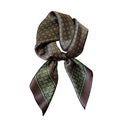 JERLA 100% Pure Mulberry Silk Square Scarf for Hair-27''x27'' Women Men Natural Silk Neckerchief Headscarf - color: Black and Green