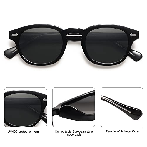 SOJOS Retro Small Round Sunglasses for Men Women Trendy Circle Style UV400 Lenses Unisex Sun Glasses SJ2251 - color: Black/Grey