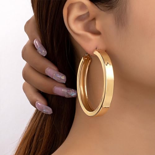 Large Hoop Earrings Lightweight Chunky Earrings for Women Chunky Earrings Big Hoop Earrings for Wedding - style: Hoop-G-01