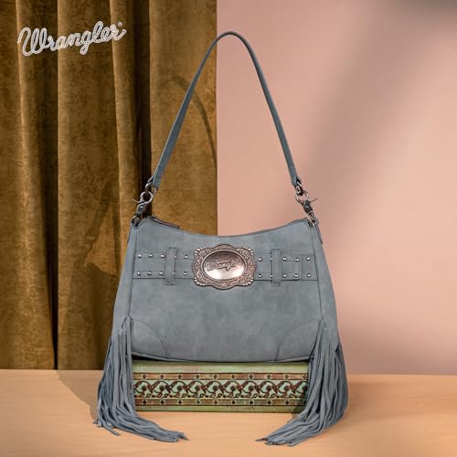 Montana West X Wrangler Hobo Bag for Women Fringe Western Shoulder Bag Vegan Suede Tassel Hippie Crossbody Bag