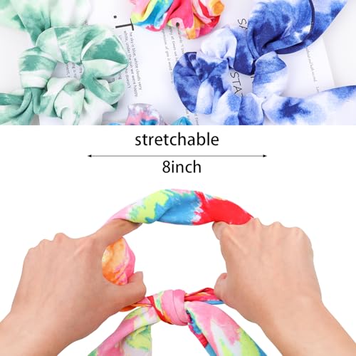 Chiffon Hair Accessories: Scrunchies, Hair Ties, Tie-Dye Scarves, Hair Bows and Bands for Women and Girls (6PCS) | Scarf Hair Ties,Hair Scrunchies with Tails,Bandana Scrunchies,Scarf Ponytail Holder,Hair Accessories for Women - color: NO9A