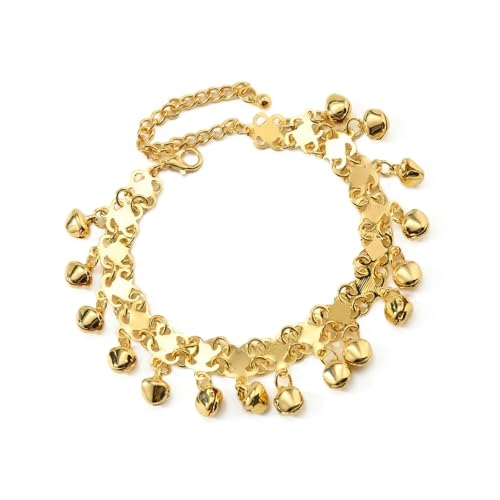 Boho Jingling Bell Anklet for Women Vintage Gold Bell Bracelets Adjustable Layered Indian Jingle Gypsy Vintage Ankle Barefoot Sandals Feet Foot Chain Bohemia Indian Anklets for Women