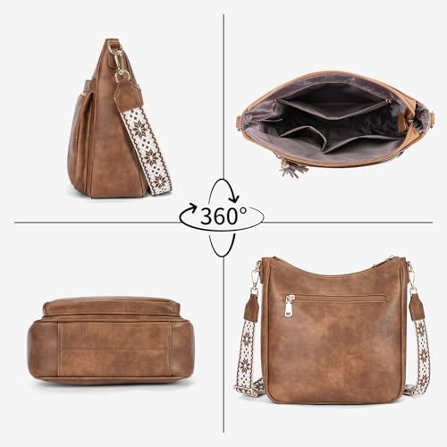 KITEVIUN Medium Crossbody Bags for Women Trendy, Women's Butterfly Shoulder Handbags with Tassel - color: 005-brown