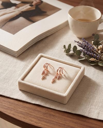MUMREUES Gold Earrings for Women Trendy 14K Gold Plated Dangle Earrings Small Hoop Huggie Drop Stud Earrings Cubic Zirconia Simple Minimalist Dainty Chain Tassel Hypoallergenic Earrings - color: CZ Tassel & Rose Gold