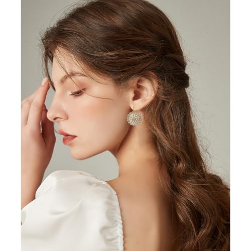 Bohemian Vintage Sliver Geometry Enamel Flower Lightweight Dangle Hoop Earrings Ethnic Handmade Circle Disc Teardrop Earrings For Women - color: White
