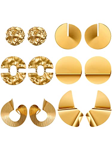 Glenmal Gold Statement Earrings for Women Large Gold Geometric Earrings Woven Twisted Leaf Earring Jewelry Gift - style: Round Style