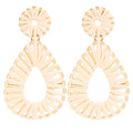 Raffia Teardrop Dangle Earrings Handmad Statement Drop Earrings - color: Natural