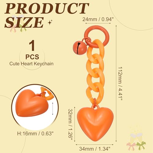 PATIKIL Cute Heart Keychain for Women, Heart Purse Charm Bag Charm Accessories for Handbag Car Purse Backpack - color: Orange