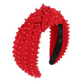YISSION Red Beaded Knotted Headband, Wide Non-Slip Padded Top Knot Hairband for Women & Girls, 4th of July Independence Day Party Hair Accessories - color: Red