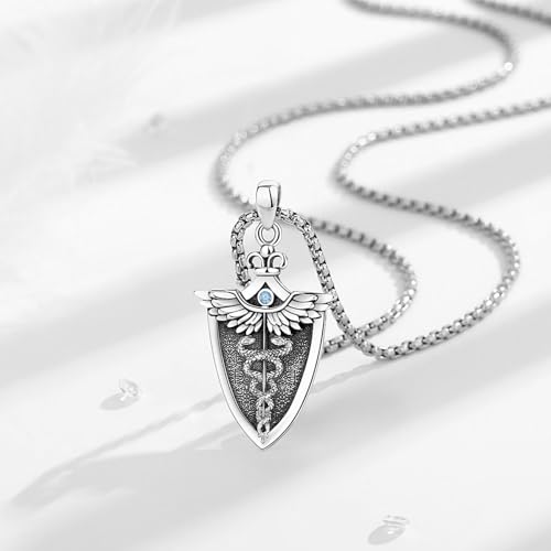 INFUSEU Mystical Hecate Triple Moon Goddess Necklaces, Divine Feminine Protection Gifts - style: Caduceus