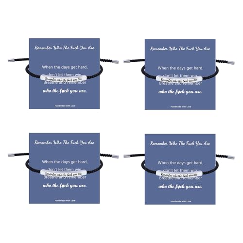 LINY Inspirational Gifts for Women Men, Dont Let The Hard Days Win Gifts, Motivational Inspirational Tube Bracelets Friendship Birthday Meaningful Gift for Friends Female - color: 4Pcs Remember Who-Tube Black+Silver