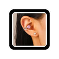Cubic Zirconia Ear Cuff Non-Piercing CZ Clip on Earrings Round Crystal Stud Earrings Silver Cartilage Hypoallergenic Earrings Set Party Prom Jewelry for Women - color: Pink