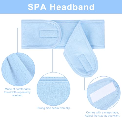 Whaline Spa Facial Headband Head Wrap Terry Cloth Headband 4 Counts Stretch Towel for Bath, Makeup and Sport (Light Blue) - color: Light Blue