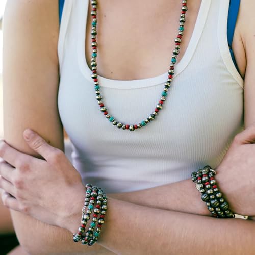 Bohemian Mix Bead Multi Layer Versatile Statement Bracelets Boho Stackable Beaded Strand Stretch Bangles Bracelets Sparkly Crystal Tassel Charm Jewelry Gift - style: Red