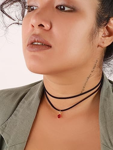 Sacina Layered Black Choker Necklace, Glass Teardrop Chocker, Black Necklace, Gothic Goth Boho Choker, Christmas Jewelry Gift For Women - color: 7