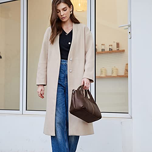 Iswee Genuine Leather Shoulder Bags Purses and Handbags for Women Satchel Designer Cross Body Hobo Medium Size Tote - color: Coffee