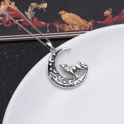 925 Sterling Silver Animal Necklaces Lion/Cat/Phoenix/Bunny/Koalas Necklace Adjustable Chain Animal Lover Pendant Jewelry for Women Men - style: Wolf