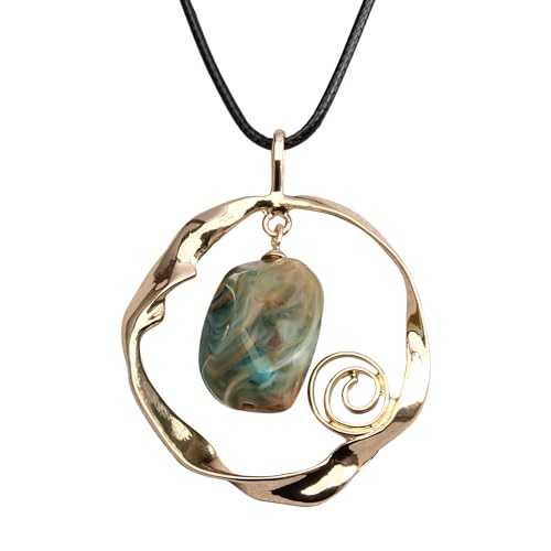 Jeilwiy Leather Necklace for Women Funky Necklace Choker String Cord Necklace with Pendant Boho Style Jewelry - style: Stone Leather Necklace