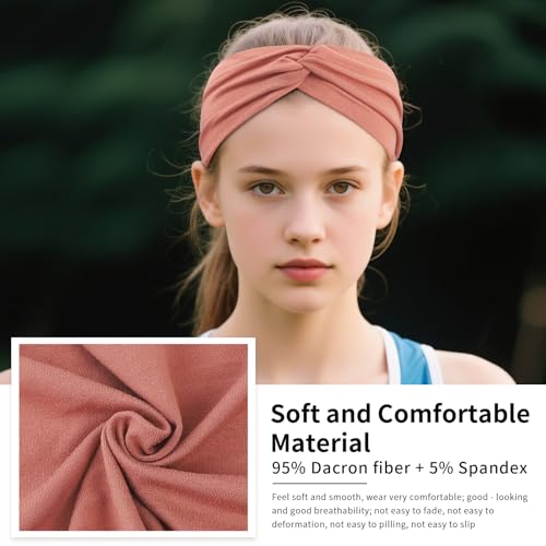 12 Pcs Stretchy Headbands for Women, Absorbed Sport Headband Soft Twist Knotted Hairbands for Daily Life Yoga Workout(Warm Morandi) - color: Warm Morandi