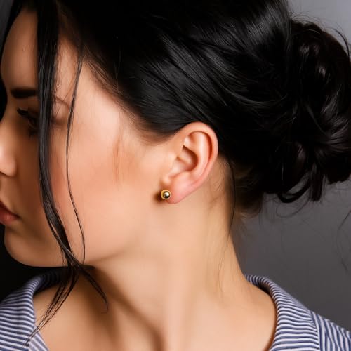Kezef 14K Gold Filled Ball Stud Earrings for Women - Thick 14K Gold Layer, Hypoallergenic for Sensitive Ears, Round Studs | 3mm-9mm - style: 7mm