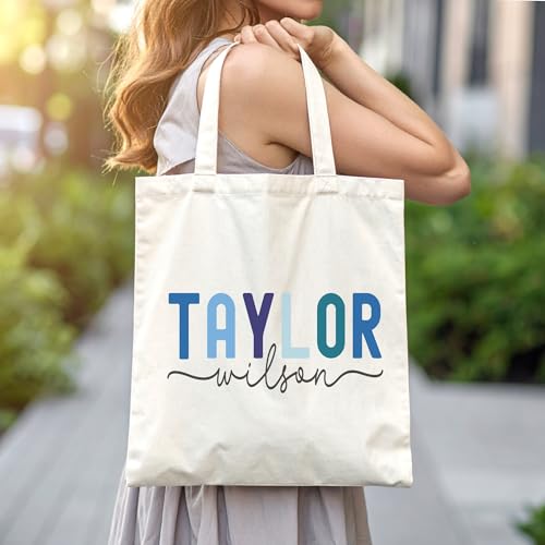 Personalized Custom Name Tote Bag - Premium Canvas, Reusable - Gift for Women, Bridesmaids, Teachers, Nurses - style: Medium Bag