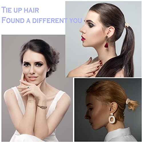 20 PCS Hair Ties for Women, Hair Tie Bracelets, Brown Plastic, No Damage Hair Elastics, Comfortable for Thick or Thin Hair, Boho Hair Ties for Ponytail Holders, 5 Colors - color: Brown