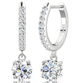 Moissanite Earrings, Sterling Silver Hoop Earring 1.0ct-2.0ct D Color Brilliant Hypoallergenic Earring for Women Men Drop Dangle Moissanite Leverback Mother's Day Gift - color: 2.0 carats(1.0ct*2)-Silver