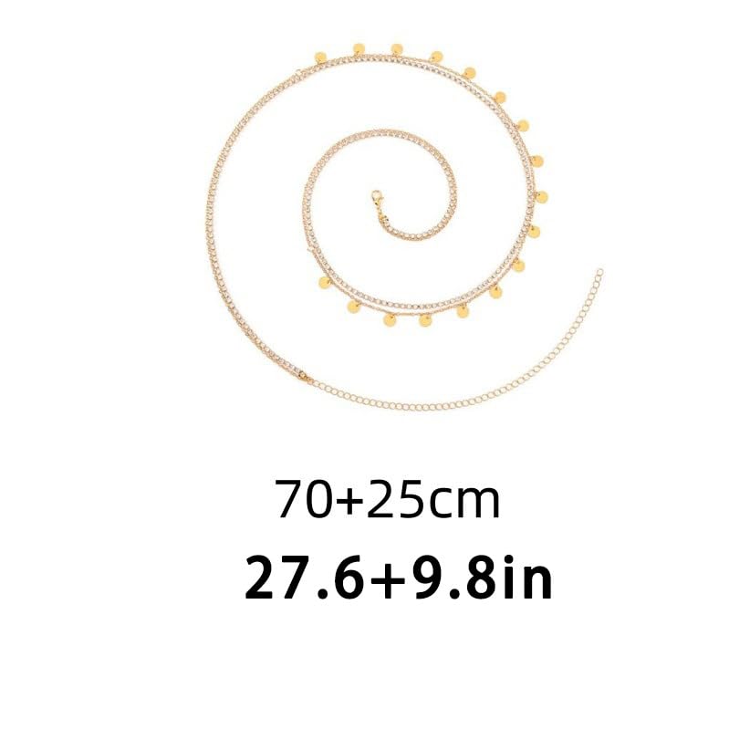 Body Chain Gold Waist Chains for Women Belly Layered Beach Waist Chains Adjustable Sexy Bikini Boho Chain - style: sequins round