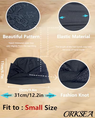 Chemo Headwear for Women Knot Beanies with Stretch Elastic Turbans Soft Cancer Hats Head Coverings Scarf Headwraps - color: Black