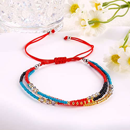 SUMMER LOVE Boho Bohemian Beaded Anklet Bracelets for Women Unique Colorful Pretty Beach Anklet,Handmade - color: Color 9#