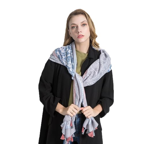 Yeieeo Boho Scarf for Women Lightweight Floral Printed Scarf Fall Winter Fashion Fringed Shawl - color: Floral 8