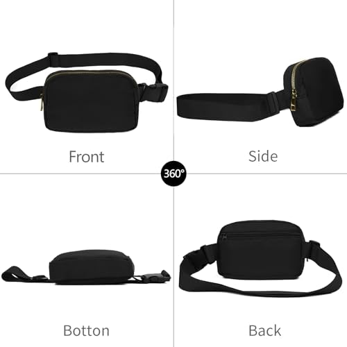 VOROLO Waist Pack for Running Fanny Pack for Women and Men Gift Crossbody Belt Bag Bum Bag with Adjustable Strap for Sports for Men and Women Black with rope - color: Black, style: 1 Pack No Rope