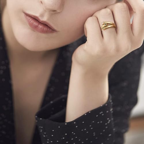 Custom4U Personalized 1-4 Birthstone Rings for Women Promise Rings for Her Sterling Silver Mothers Ring Customized Cubic Zirconia Stones Wedding/Valentine's Day/Mother's Day Jewelry Gift for Mom Wife - color: B-3 Names-Gold